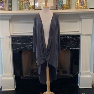 Grey drape front hi-lo top